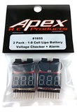 Apex RC Products 1-8 Cell Lipo Battery Voltage Checker & Alarm - 2 Pack #1655