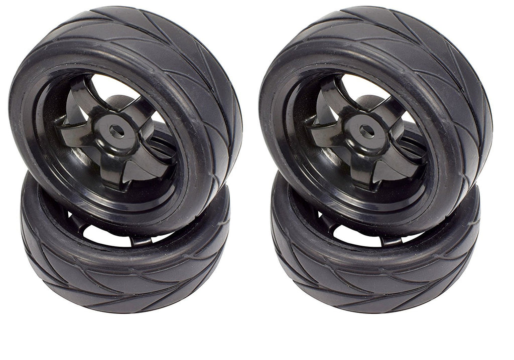 Apex RC Products 1/10 On-Road Black 5 Spoke Wheels & V Tread