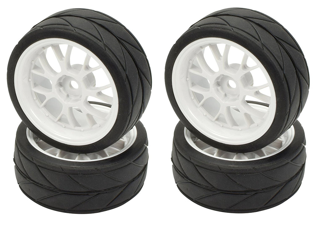 Apex RC Products 1/10 On-Road White Mesh Wheels & V Tread