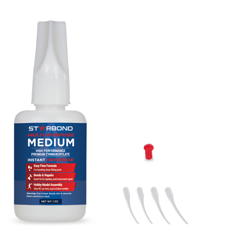 Starbond 1oz EM-150 Multi-Purpose Medium CA Cyanoacrylate Glue W/ Applicator Tips