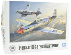 Premium Hobbies P-51B & Bf109 G-6 Twin Pack 1:72 Scale Model Airplane Kits 138V