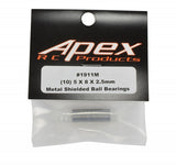 Apex RC Products 5x8x2.5mm Metal Shielded Ball Bearing - 10 Pack #1911M