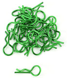 Apex RC Products Green 1/10 Large Bent RC Anodized Body Clips - 25pcs #4031GR