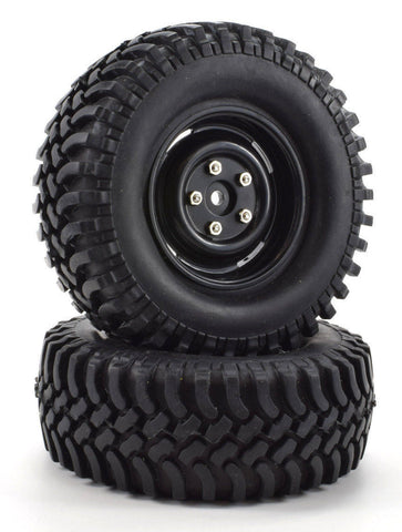 Apex RC Products 1.9" Black "5 Lug" Wheels + 100mm "Grinder" Crawler Tires #6160