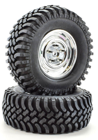Apex RC Products 1.9" Chrome "5 Lug" Wheels 100mm "Grinder" Crawler Tires #6161