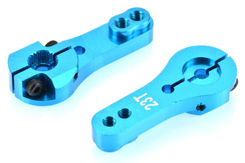 Apex RC Products 23T JR Blue Aluminum Dual Clamping Servo Horn - 2 Pack #8004