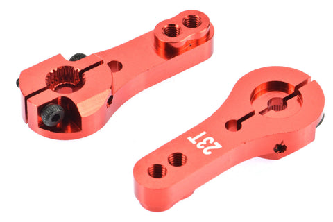Apex RC Products 23T JR Red Aluminum Dual Clamping Servo Horn - 2 Pack #8006