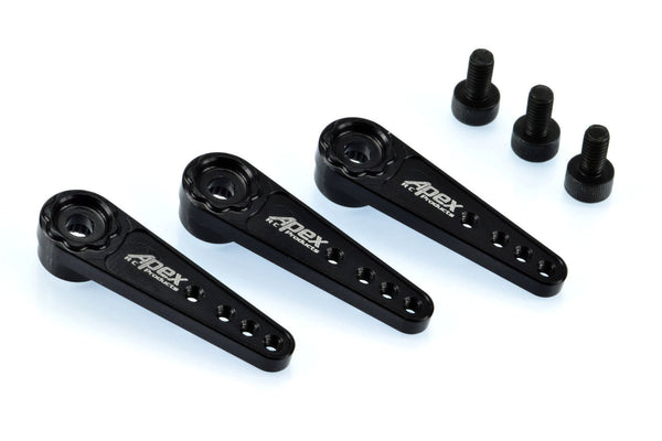 Apex RC Products Black 25T Futaba / Savox Aluminum Servo Horn - 3 Pack #8029