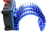 Apex RC Products 540 / 550 Blue Aluminum Heat Sink W/ Two 30mm Fans #8042-BL