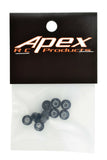 Apex RC Products Black 4mm Aluminum Serrated Nylon Locknut Wheel Nut Set #9800