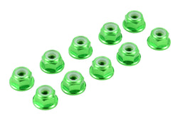 Apex RC Products Green 4mm Aluminum Serrated Nylon Locknut Wheel Nut Set #9802