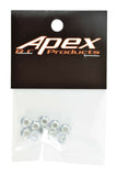 Apex RC Products Silver 4mm Aluminum Serrated Nylon Locknut Wheel Nut Set #9805