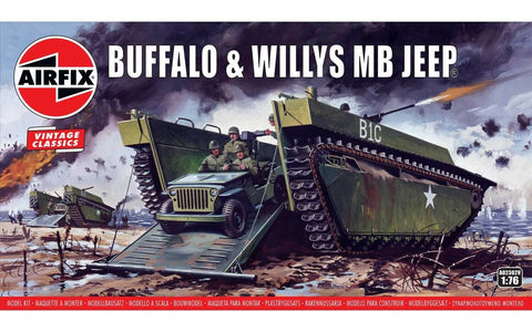 Airfix Vintage Classic Buffalo Willys MB Jeep 1:76 Plastic Model Kit A02302V