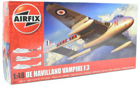 Airfix De Havilland Vampire F.3 1:48 Scale Plastic Model Airplane A06107