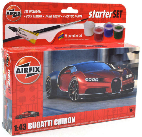 Airfix Bugatti Chiron Stater Set W/ Glue, Paints & Brushes 1:43