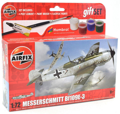 Airfix Messerschmitt Bf109E-3 Set W/ Glue, Paints, & Brush 1:72 Model A55106A