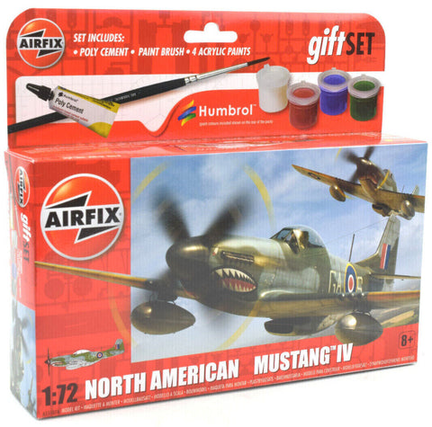 Airfix North American Mustang Mk.IV Set W/ Glue Paints & Brush 1:72 Model A55107A