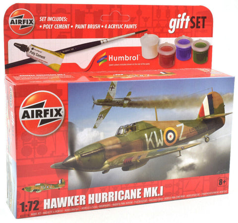 Airfix Hawker Hurricane Mk.I W/ Glue, Paints, & Brush 1:72 Plane Model A55111A