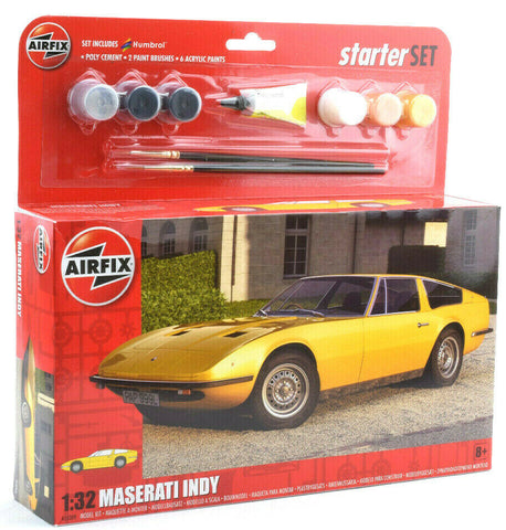 Airfix Maserati Indy Starter Set W/ Glue, Paints & Brushes 1:32 Model Kit A55309 - SALE
