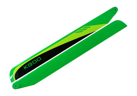 KBDD 710mm FBL Black / Lime / Yellow Carbon Fiber Main Rotor Blades 710B