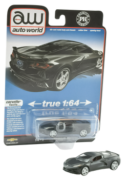 Auto World x Premium Hobbies Matte Black 2020 Chevrolet Corvette C8 1:64 Diecast Car CP7812