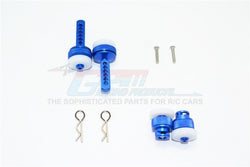 GPM Racing Traxxas 4-Tec 2.0 Blue Aluminum Front & Rear Magnetic Body Mount Set GT201FRA-B