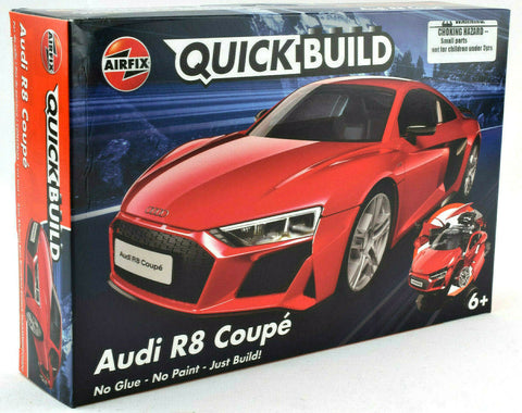 Airfix QUICK BUILD Red Audi R8 Coupe Snap Together Plastic Model Kit J6049